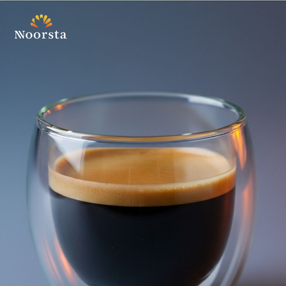 مج قهوة دبل جلاس لتقديم الاسبريسو شيك - Modern Double-Walled Espresso Glass Mug - Noorsta