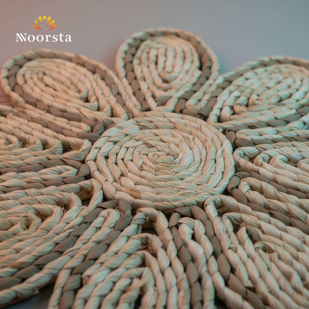 كوستر خوص هاند ميد شيك جدا للتقديمات - Authentic Handmade Wicker Flower Coaster - Noorsta