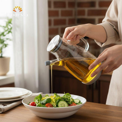 إبريق توزيع الزيت الزجاجي المدرج عالي الجودة مع غطاء ستانلس ستيل