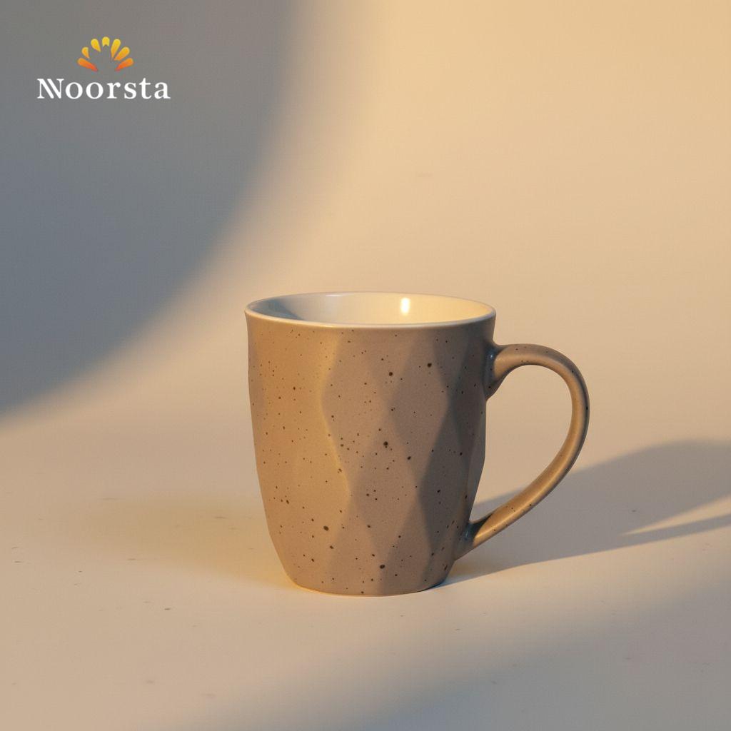 Nordic Faceted Speckled Stoneware Mug - Earthy Taupe