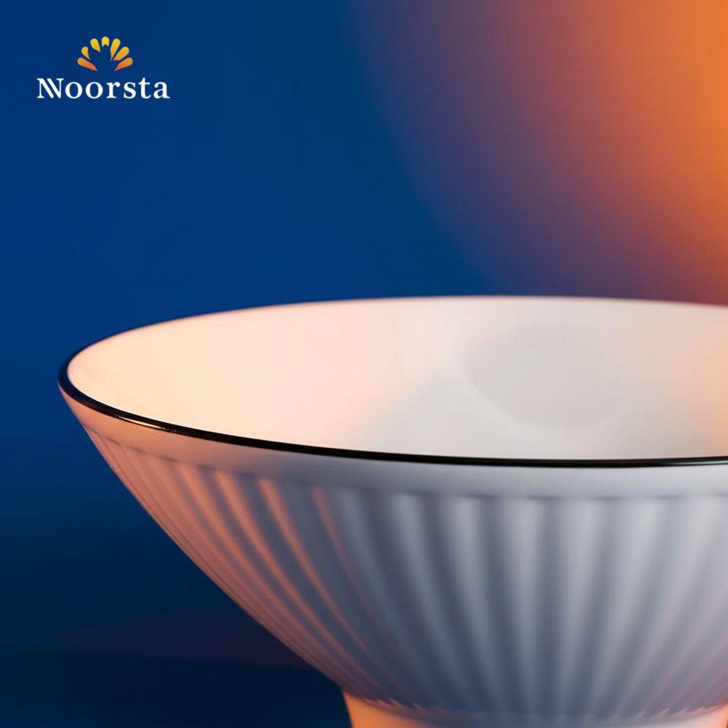 بولة بورسلين حراري مضلعة للشوربة والاندومي - Premium Ribbed Porcelain Soup Bowl - Noorsta
