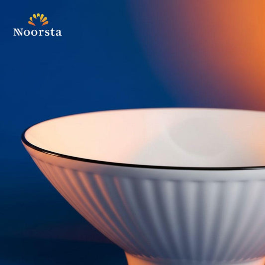 بولة بورسلين حراري مضلعة للشوربة والاندومي - Premium Ribbed Porcelain Soup Bowl - Noorsta