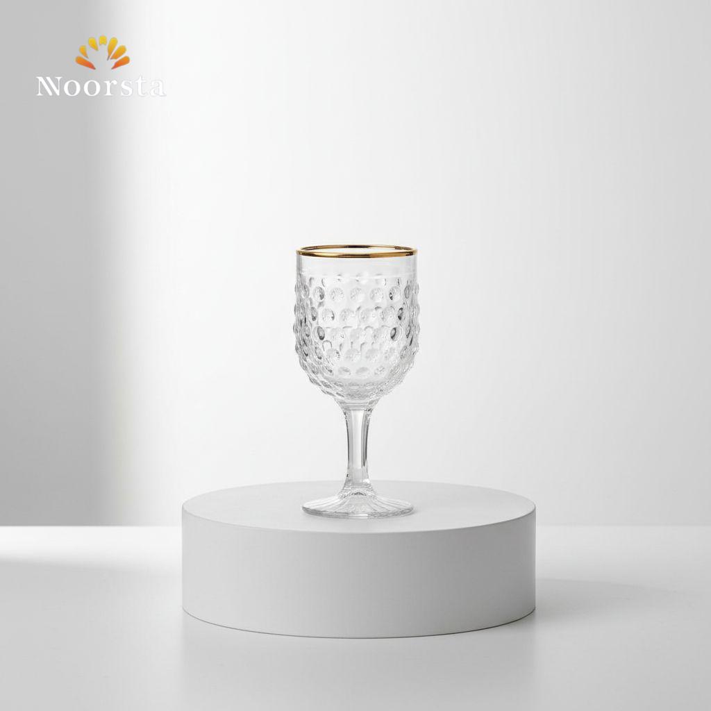 طقم كاسات عصير كريستالية بنقشة اللؤلؤ وحافة ذهبية فاخرة