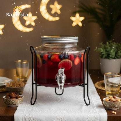 Lumina Ribbed Crystal Beverage Dispenser on Architectural Stand