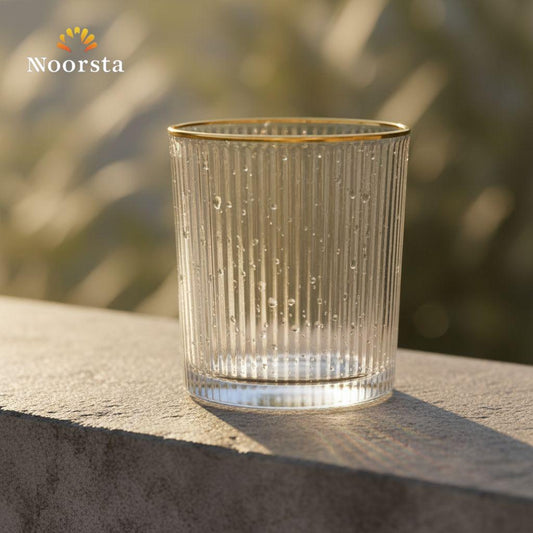 Aura Gold-Rimmed Fluted Glass Tumbler Set