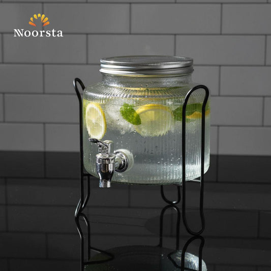 Lumina Ribbed Crystal Beverage Dispenser on Architectural Stand