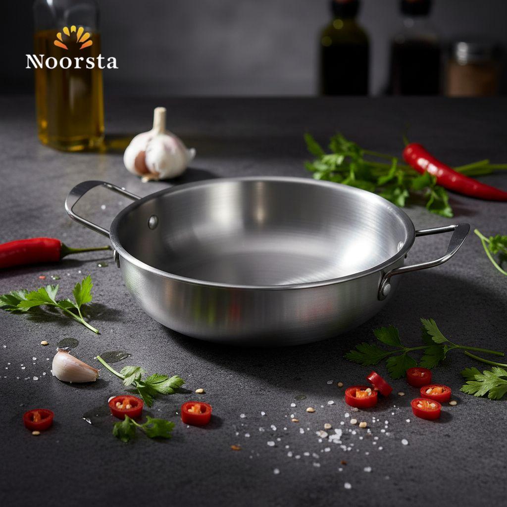Royal Stainless Steel Double-Handled Serving Pan - Silver Finish