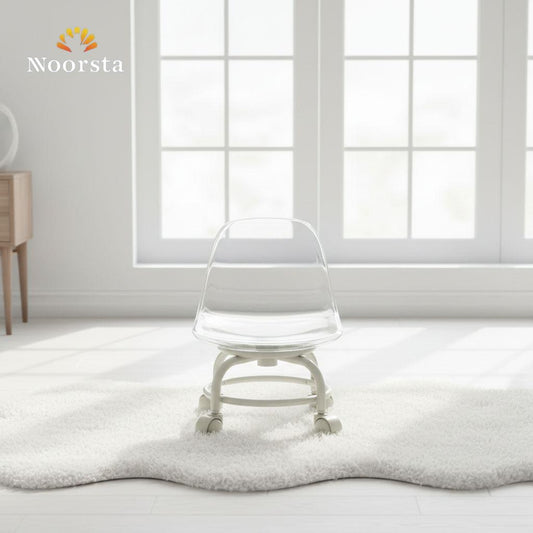 كرسي أطفال شفاف بعجل لتجهيز أوض الأطفال - Modern Clear Acrylic Kids Rolling Chair - Noorsta