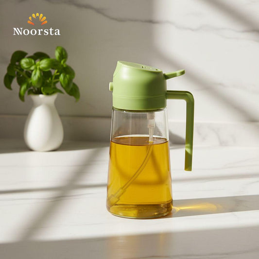 ازازة زيت وبخاخة عملية للمطبخ - Versatile 2-in-1 Glass Oil Dispenser and Sprayer - Noorsta