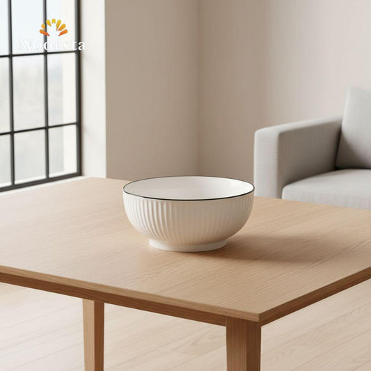 بولة بورسلين مضلعة للسلطة والشوربة - Elegant Ribbed Porcelain Serving Bowl - Noorsta