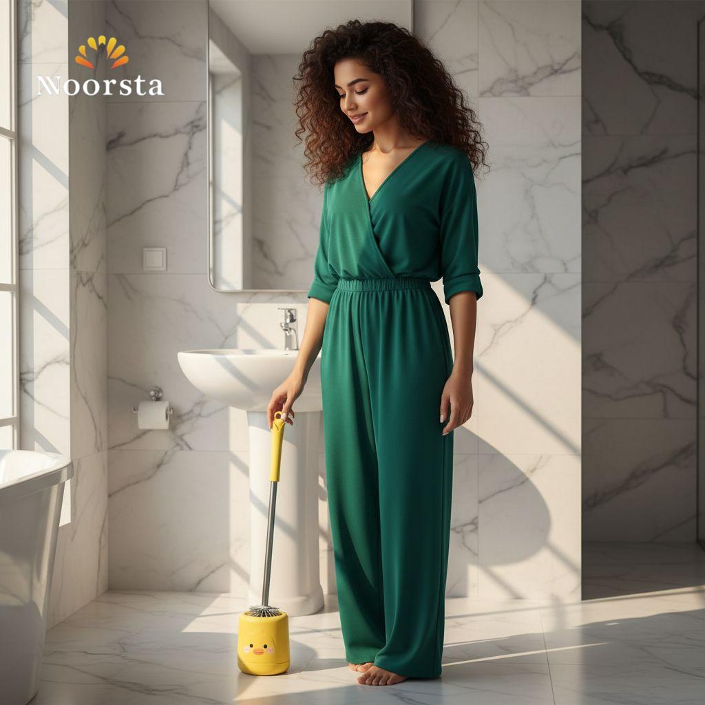 فرشة حمام سيليكون شكل بطة أصفر - Playful Yellow Duck Silicone Toilet Brush - Noorsta