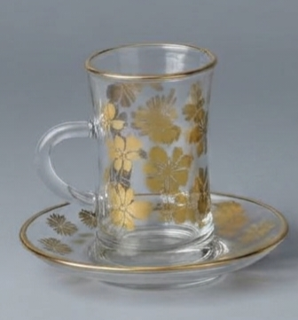 Elegant Gold-Rimmed Glass Tea Set (12 Pieces)