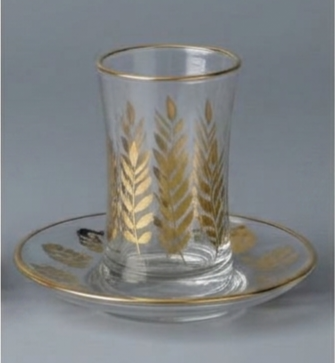 Elegant Gold-Rimmed Glass Tea Set (12 Pieces)