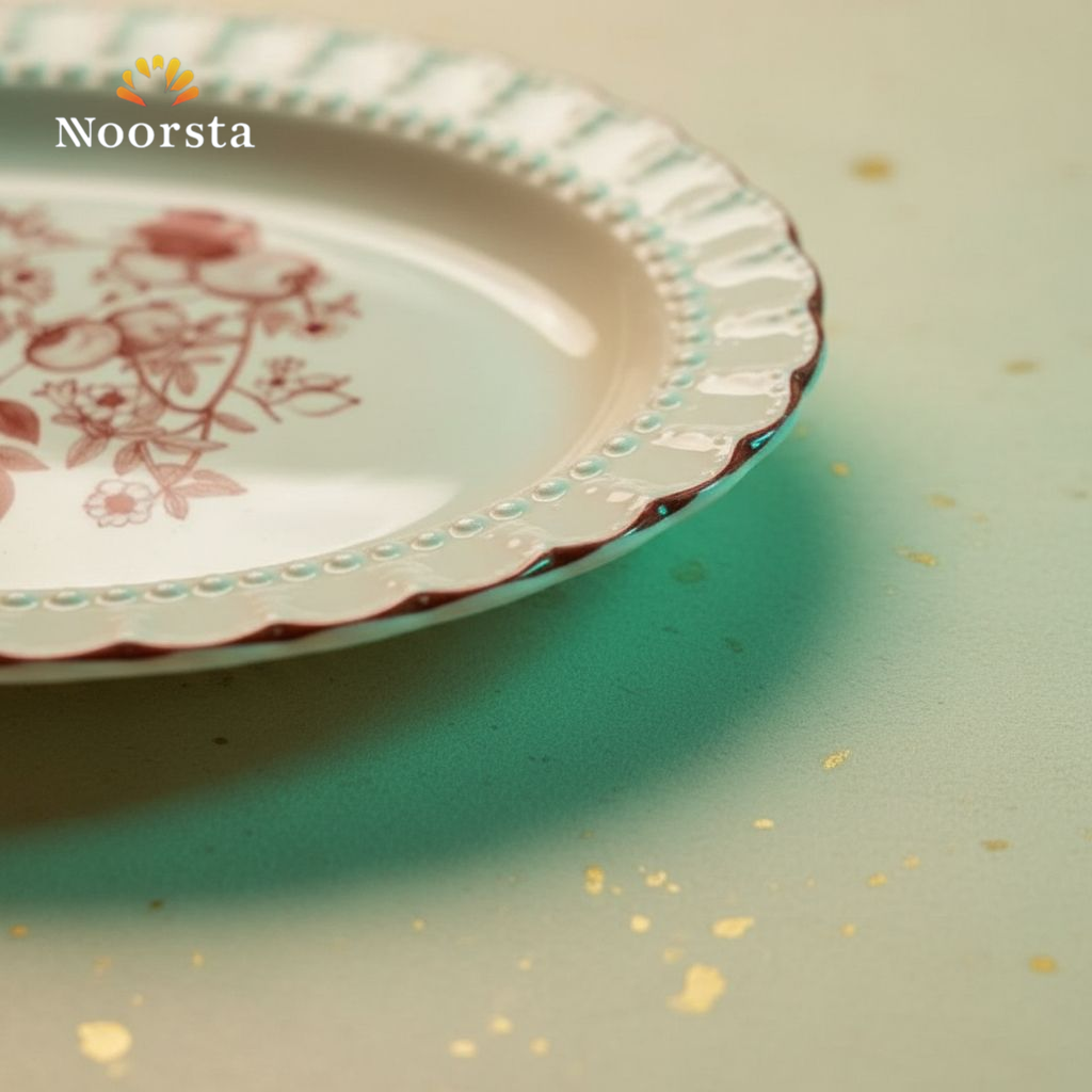 سرفيس تقديم بيضاوي كلاسيك شيك جدا لعزومات العيلة - Classic Oval Serving Platter with Floral Motifs - Noorsta