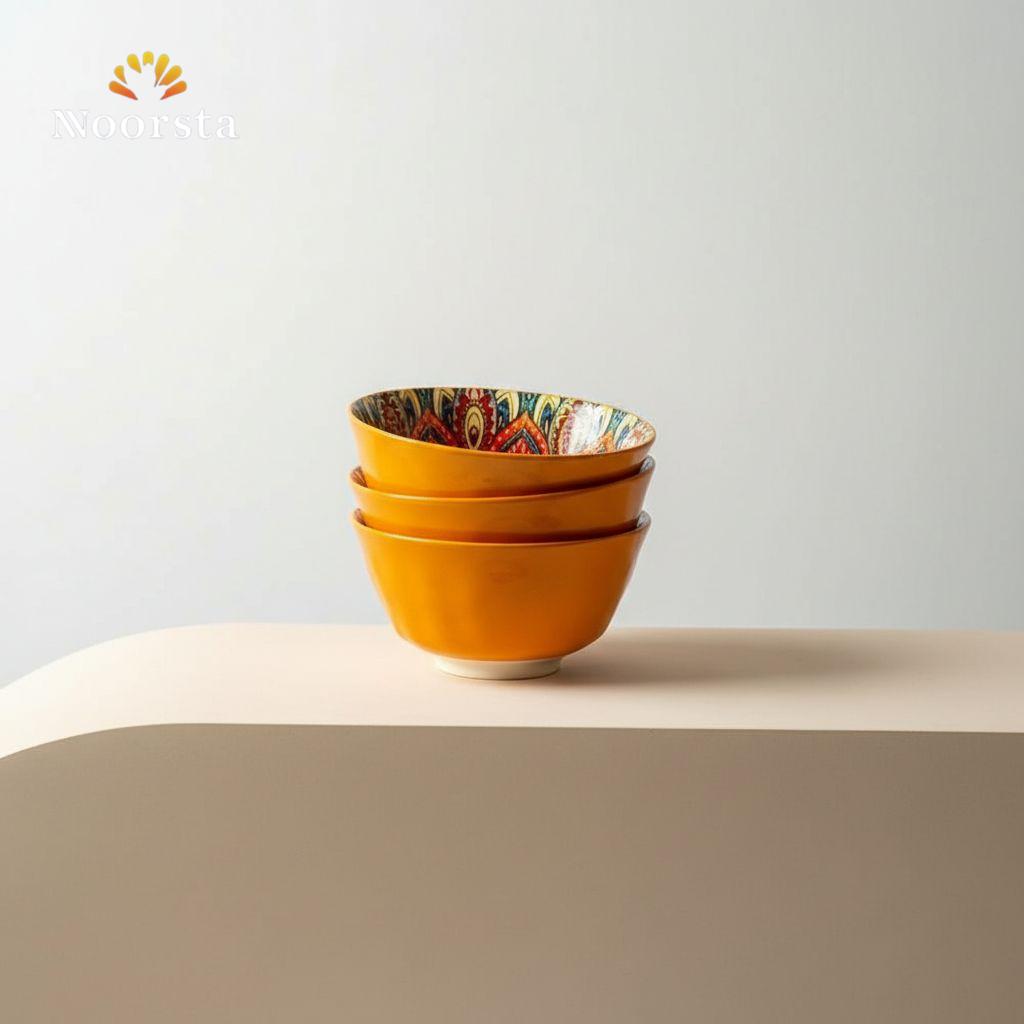 Bohemian Sunset Mandala Ceramic Serving Bowls