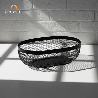 Noir Mesh Oval Serving Basket - Matte Black Industrial Collection