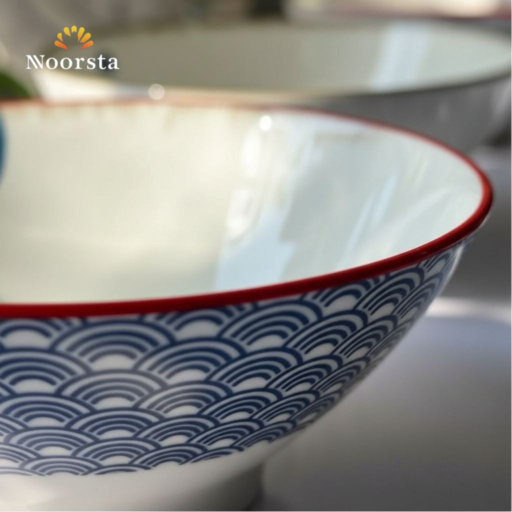 بولة بورسلين عميقة 22 سم للنودلز والسلطة - Authentic Deep Porcelain Bowl 22cm for Noodles and Salad - Noorsta