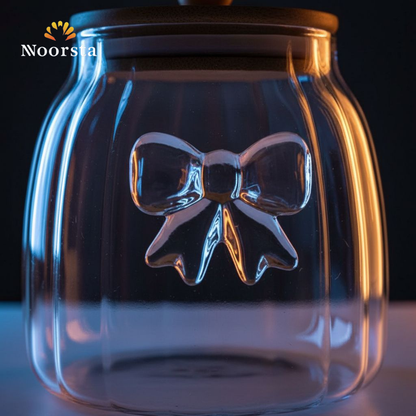 طقم بهارات فيونكة كيوت 3 مقاسات - Chic Ribbed Glass Spice Jars with Bow Detail - Noorsta