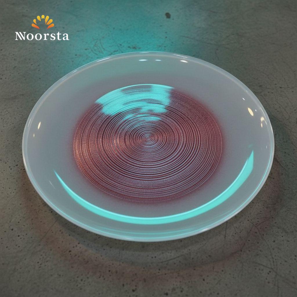 سيرفيس تقديم زجاج شيك للضيوف - Elegant Textured Glass Serving Platter - Noorsta