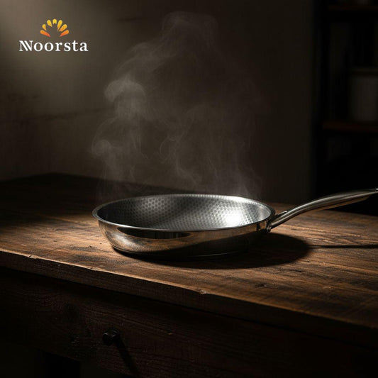 طاسة ستانلس هوني كومب ضد الخدش - Premium Honeycomb Stainless Steel Frying Pan - Noorsta