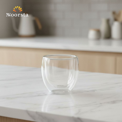مج قهوة دبل جلاس لتقديم الاسبريسو شيك - Modern Double-Walled Espresso Glass Mug - Noorsta