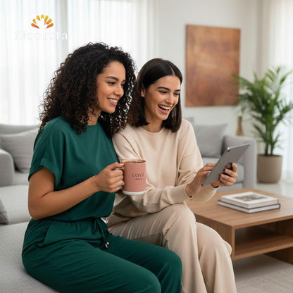 مج خزف بينك شيك للقهوة والنسكافيه - Chic pink ceramic large coffee mug - Noorsta