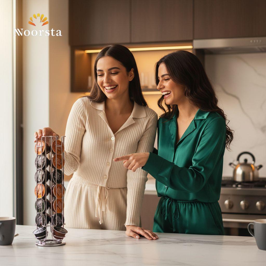 حامل كبسولات قهوة اسبرسو معدن دوار للكوفي كورنر - Modern 360 Rotating Stainless Steel Espresso Pod Holder - Noorsta