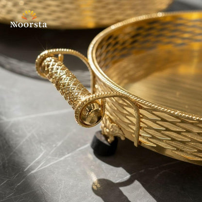 Royal Gold Woven Lattice Serving Tray Set