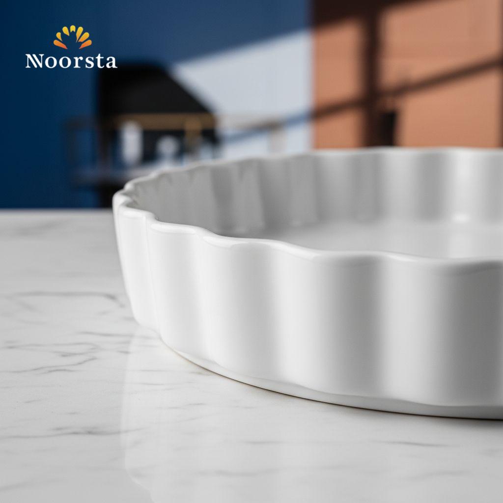 طقم طواجن بورسلين تركي شيك للفرن والتقديم - Premium Fluted Porcelain Baking Dish Set - Noorsta