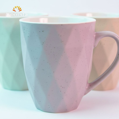 طقم مجات بورسلين 4 قطع بالوان باستيل شيك - Modern Geometric Porcelain Mug Set - Noorsta
