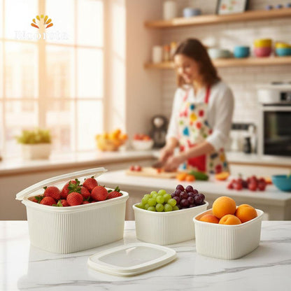 Luxe Ribbed Tri-Size Organizer Set with View-Through Lids