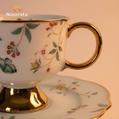 طقم قهوة بورسلين بلمسات جولد - Authentic Turkish-Style Porcelain Coffee Set - Noorsta