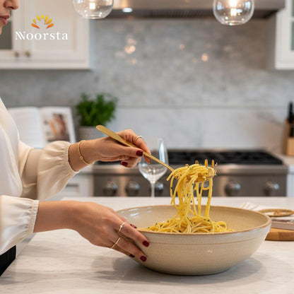 شيالة مكرونة دهبي شيك جدا - Elegant Golden Pasta Server - Noorsta
