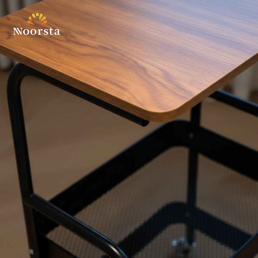 The Artisan Rolling Utility Cart & Side Table - Wood & Metal Edition