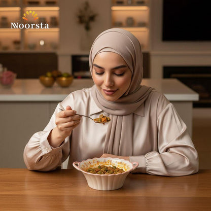 بولة بورسلين غويطة بيدات لتقديم الشوربة والسلطة - Chic Floral Porcelain Deep Bowl with Handles - Noorsta