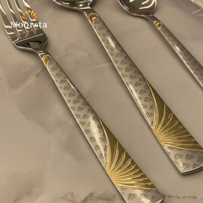 Imperial Diamond & Gold Accent Stainless Steel Flatware Set
