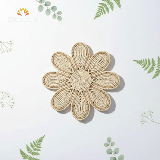 كوستر خوص هاند ميد شيك جدا للتقديمات - Authentic Handmade Wicker Flower Coaster - Noorsta
