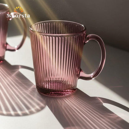 طقم أكواب لومينا الزجاجية المضلعة - لون جمشت - 6 قطع