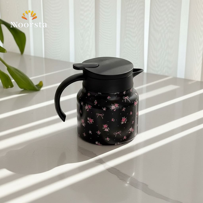 ترمس حراري شيك جدا لحفظ الحرارة بتصميم فيونكة - Elegant Floral Bow Thermal Carafe - Noorsta