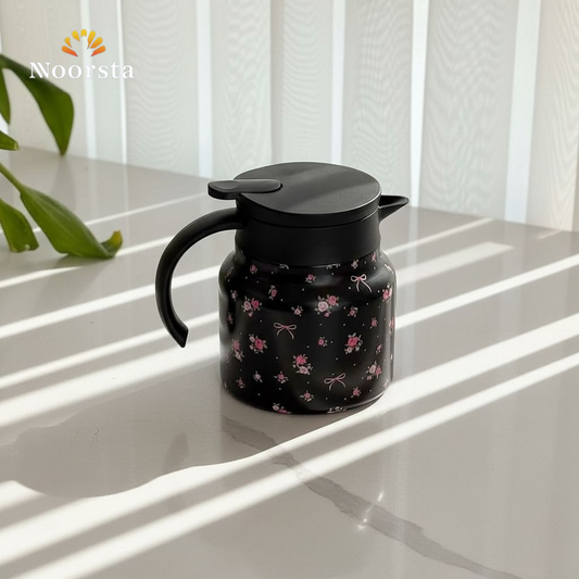 ترمس حراري شيك جدا لحفظ الحرارة بتصميم فيونكة - Elegant Floral Bow Thermal Carafe - Noorsta