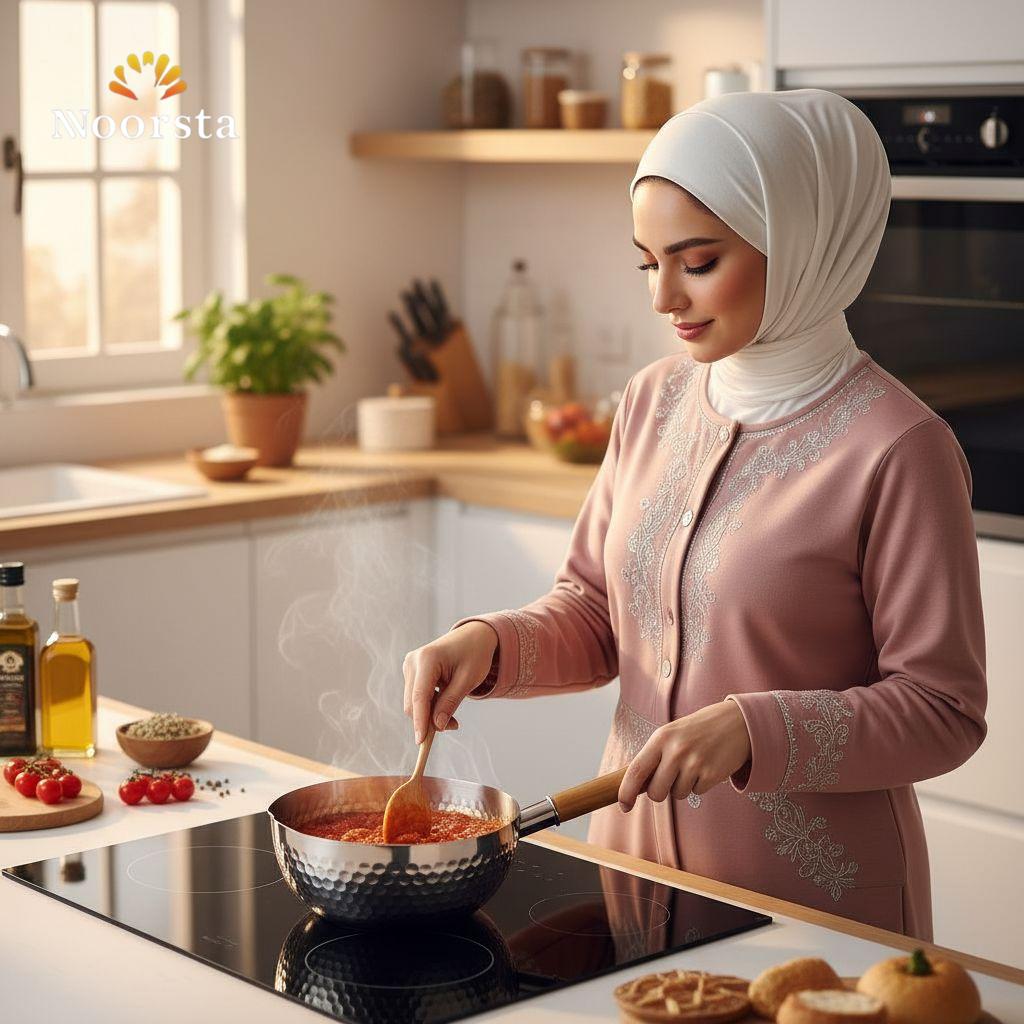 كازرولا استانلس بيور بيد خشب عملية جدا - Premium Hammered Stainless Steel Saucepan - Noorsta