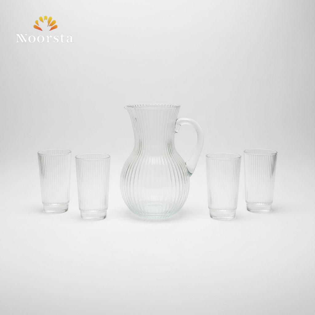 Luminara Fluted Crystal-Glass Pitcher & Tumbler Set - 7 Pieces