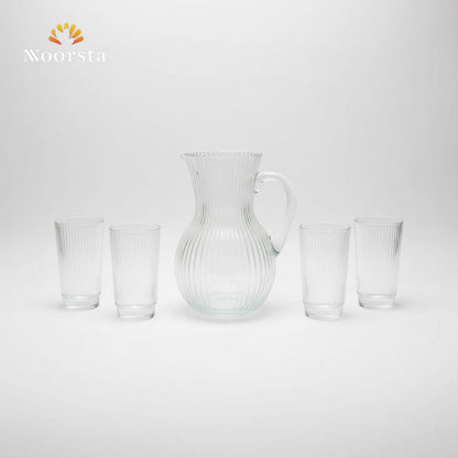 Luminara Fluted Crystal-Glass Pitcher & Tumbler Set - 7 Pieces