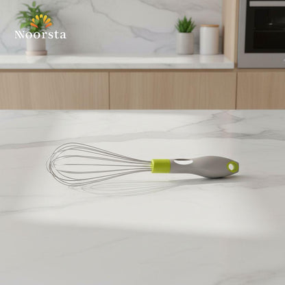 مضرب بيض سلك بمقبض سيليكون رمادي - Premium silicone handle wire egg whisk - Noorsta
