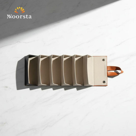 منظم نظارات جلد 5 خانات لحماية الإكسسوارات - Premium Foldable 5-Slot Leather Glasses Organizer - Noorsta