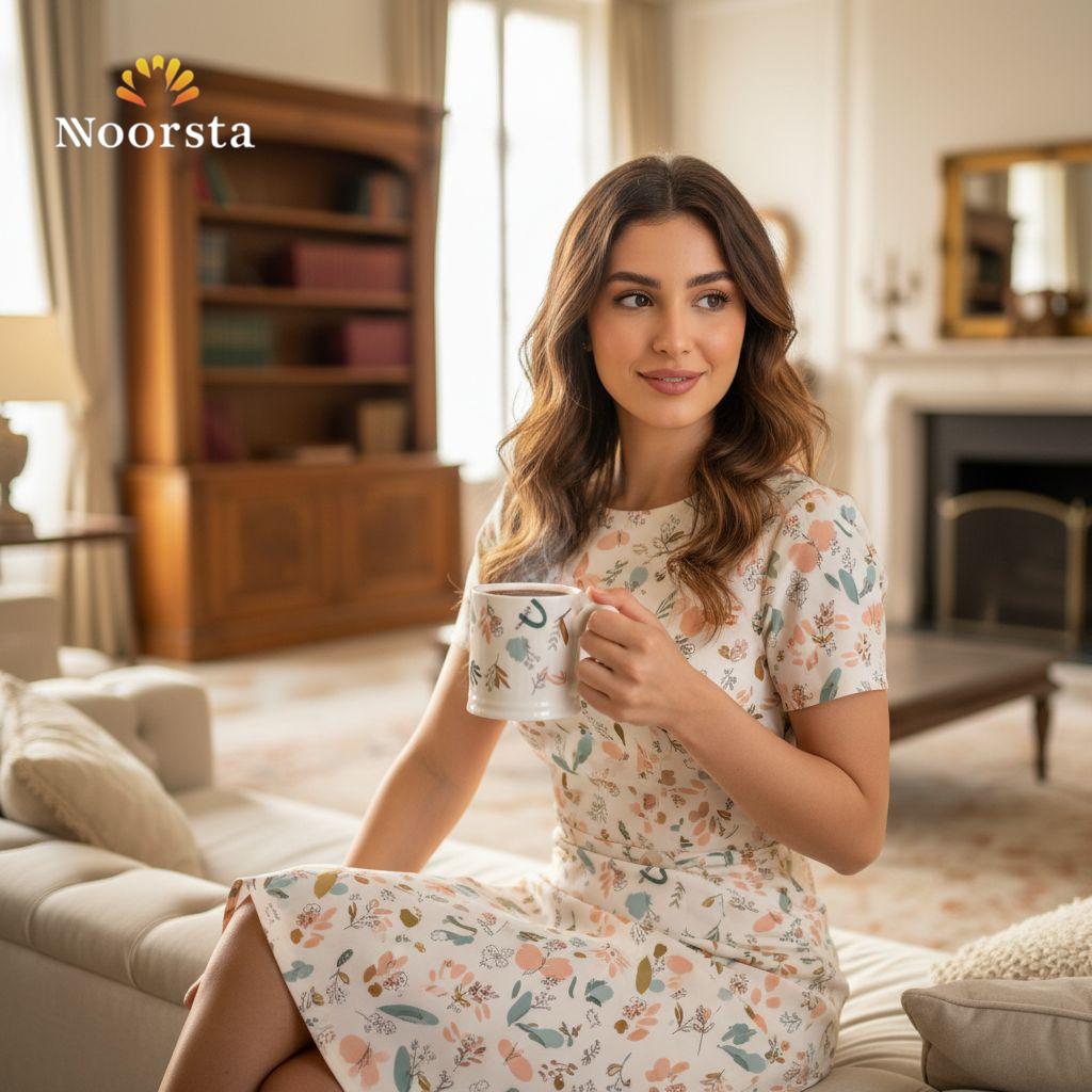 مج بورسلين كبير شيك للقهوة والشاي - Premium Botanical Porcelain Mug 300ml - Noorsta