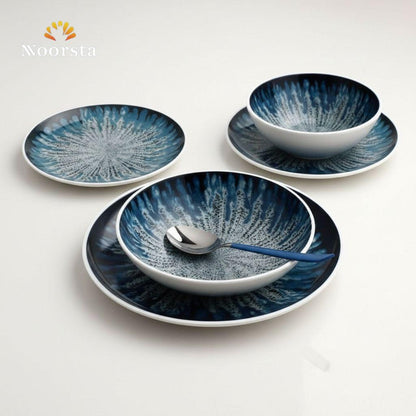 Danny Home Midnight Burst Porcelain Dinner Set - 24 Pieces