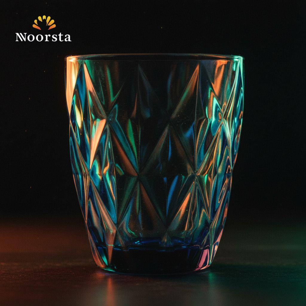 طقم كوبايات كريستال مضلعة شيك جدا للعصير والشاي - Elegant Ribbed Crystal Glass Cup Set - Noorsta