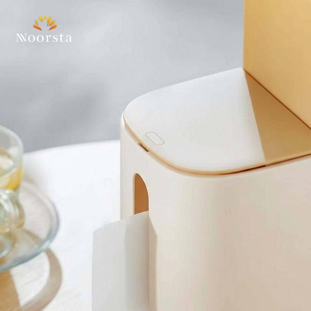 Ecoco Luxury 2-in-1 Desktop Waste Bin & Tissue Dispenser - Cream Edition