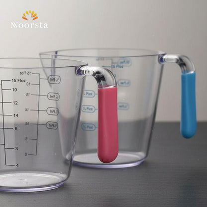 طقم دورق معيار أكريليك 3 قطع بيد سيليكون ملونة - Precision 3-Piece Acrylic Measuring Jug Set - Noorsta